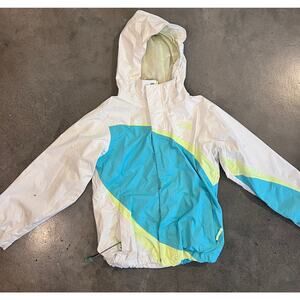 The North Face white HyVent Lightweight wind rain Jacket Youth Girls Small 7/8
